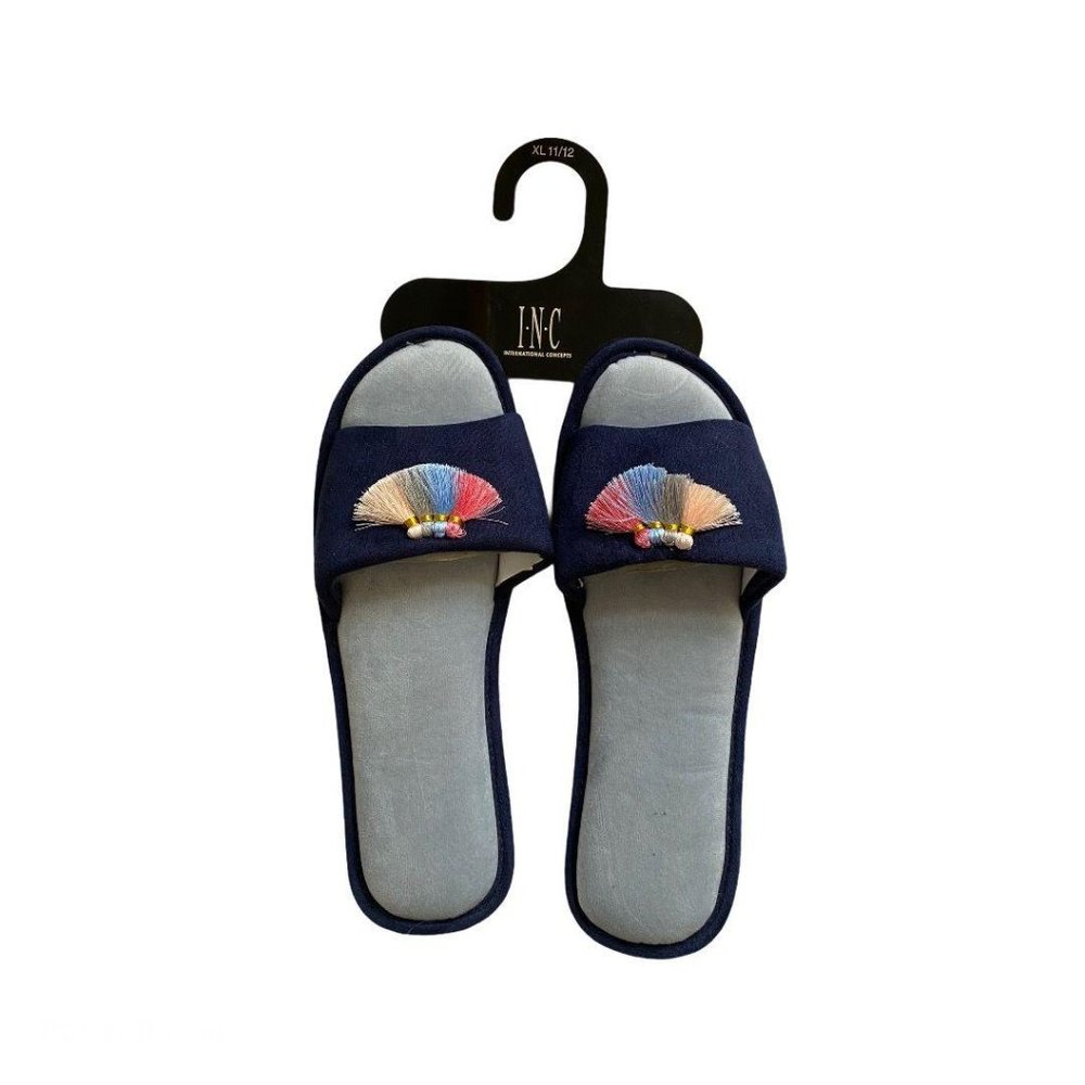 INC International Concepts Tassel Slippers Blue
